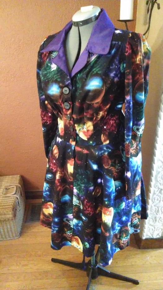 A shirtdress in planet fabric